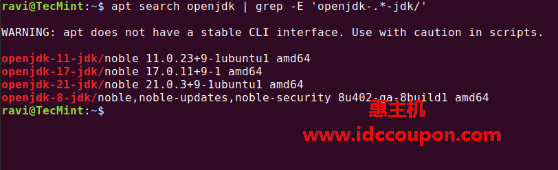 在Ubuntu中搜索Java版本
