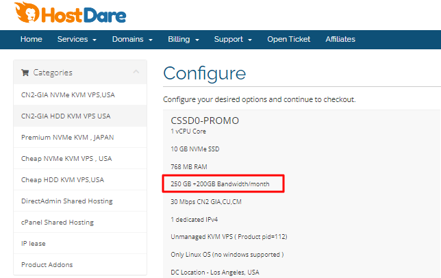 HostDare双倍流量促销