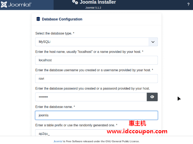 Joomla数据库设置