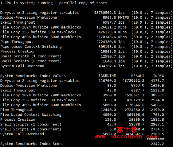 UnixBench跑分测试