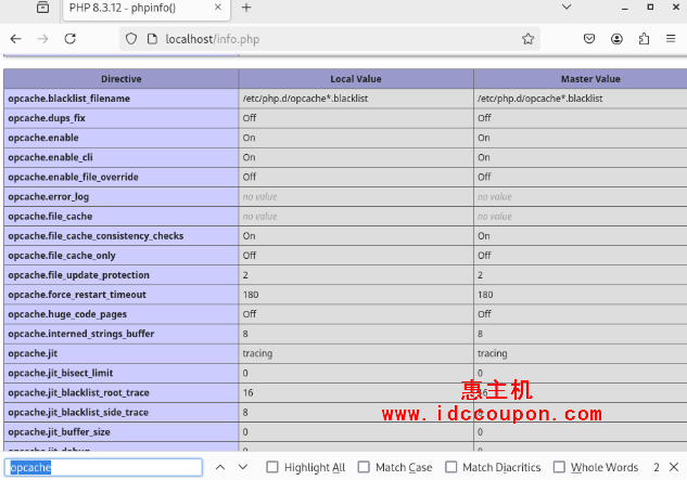 检查Opcache设置