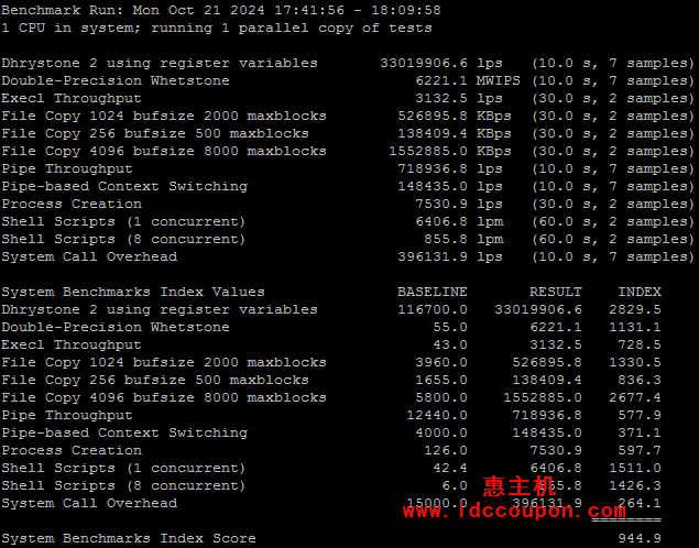 UnixBench跑分测试